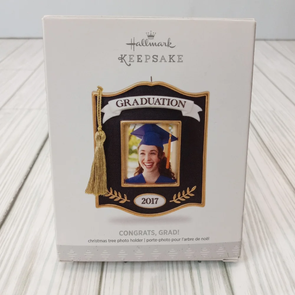 Hallmark 2017 Graduation Keepsake Christmas Tree Photo Holder Porcelain Ornament